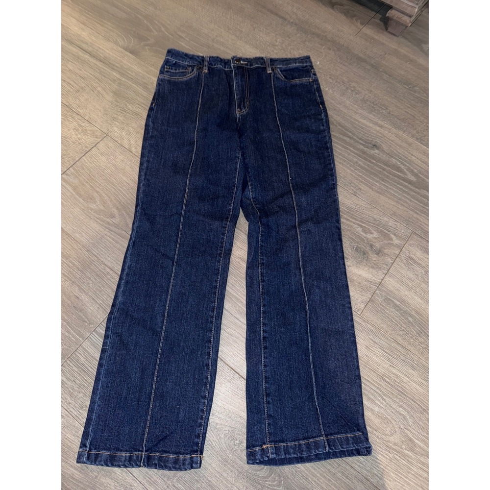 OAT New‎ York Womens Wide Leg Front Seam Dark Wash Denim Jeans Blue Size 8/29
